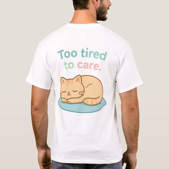 T-shirt Chat en caricature dormant recouvert d'un coussin  (Dos)