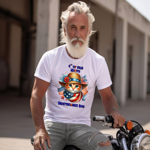 T-shirt Chat en casquette patriotique et foulard Fête de l