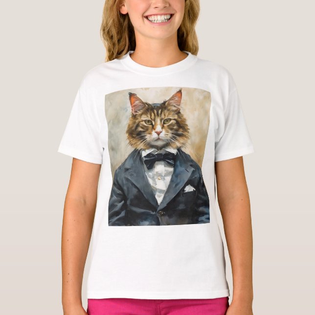 T-shirt Chat en costume (Devant)