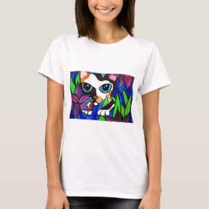 T-shirt Chat en fleurs