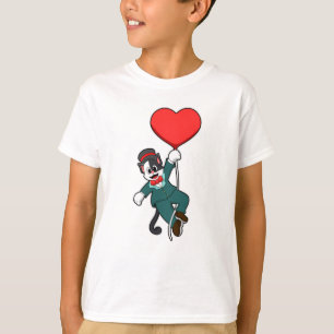 T-shirt Chat en forme de chambre avec ballon cardiaque
