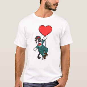 T-shirt Chat en forme de chambre avec ballon cardiaque