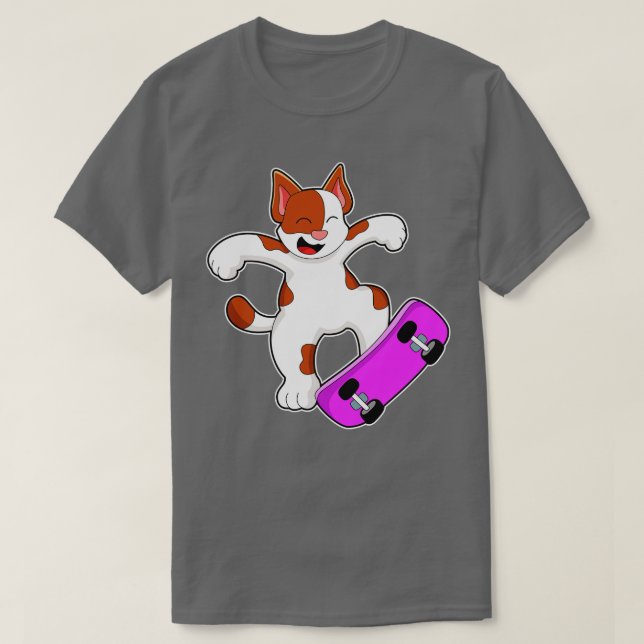 T-shirt Chat en patineur avec planche à roulettes 3 (Design devant)