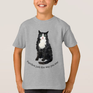 T-shirt chat en peluche noir et blanc