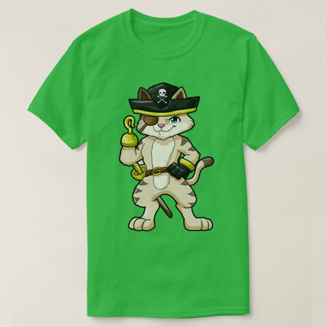 T-shirt Chat en pirate avec poignard et sabre (Design devant)
