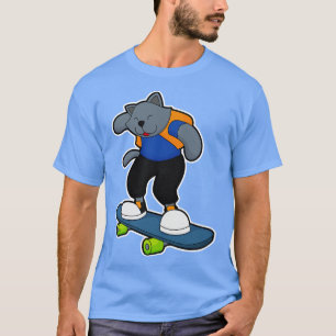 T-shirt Chat en planchiste avec planche à roulettes