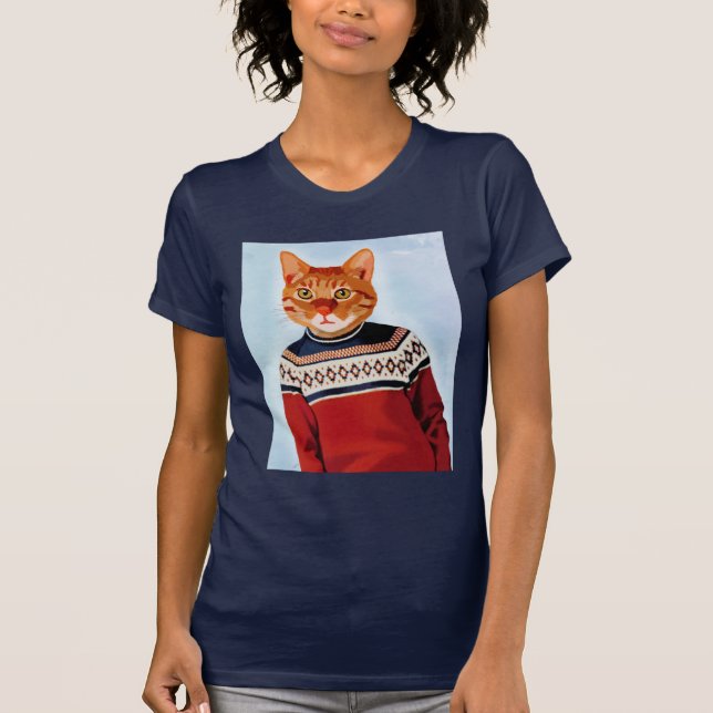 T-shirt Chat en pull-over (Devant)