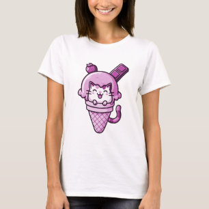 T-shirt Chat en rose cône