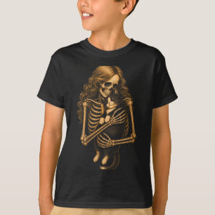 T-shirt Chat en smoking féminin squelette vintage