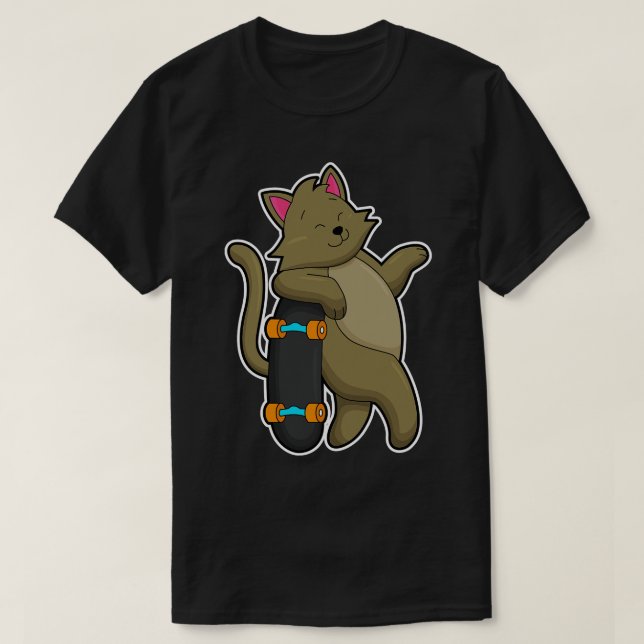 T-shirt Chat en tant que skate avec skateboard (Design devant)