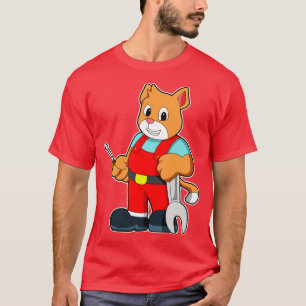 T-shirt Chat en tant qu'ingénieur mécanicien avec outil