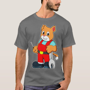 T-shirt Chat en tant qu'ingénieur mécanicien avec outil