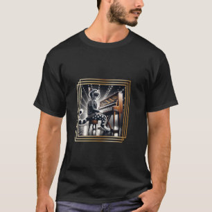 T-shirt Chat en veste de blindage jouant du piano, chante