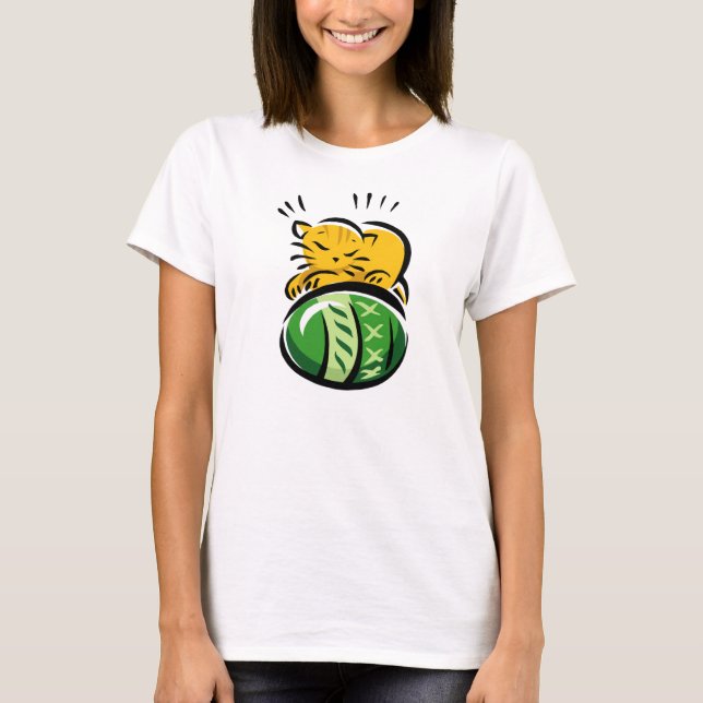 T-shirt Chat Endormi avec Œuf de Pâques (Devant)