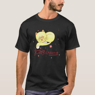 T-shirt Chat Endormi Douce et Heureuse Rêves Étoil