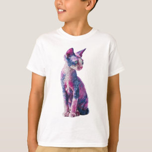 T-shirt Chat Enfantin à Fourrure Bouclée Rose et Bleue Vib