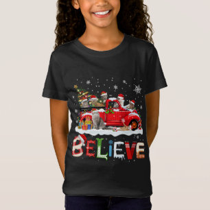 T-Shirt Chat équitation Camion Rouge Arbre de Noël Croire 