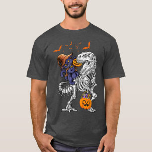 T-shirt Chat équitation Dinosaur Citrouille Halloween Enfa