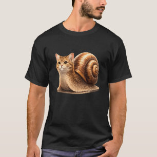 T-shirt Chat Escargot Mignon Meme Animal Drôle Manches Lon