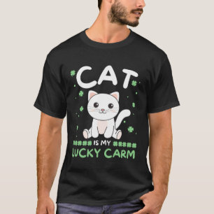 T-shirt Chat Est Mon Porte-Bonheur Shamrock Fête De La Sai