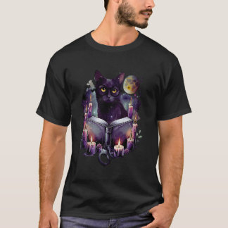 T-shirt Chat esthétique mystique lisant un livre pour chat