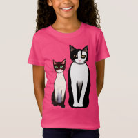 Chat et chaton noir et blanc rétro moderne