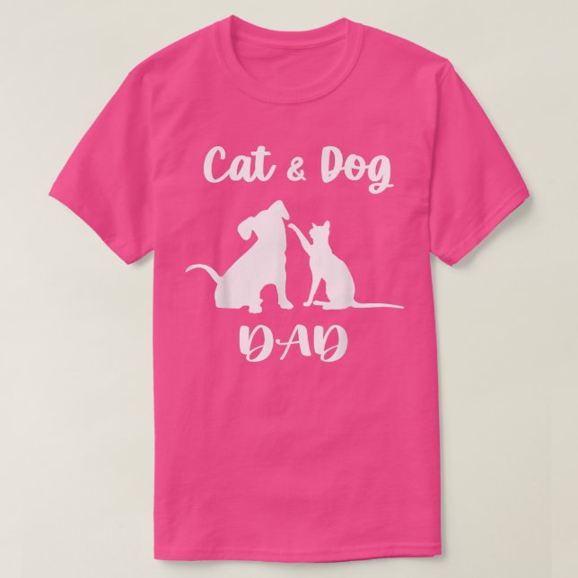 T-shirt Chat et chien Papa Animaux Animaux Adulte Chiot po (Design devant)