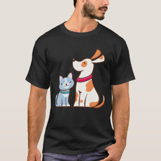 T-shirt Chat et chien vintage