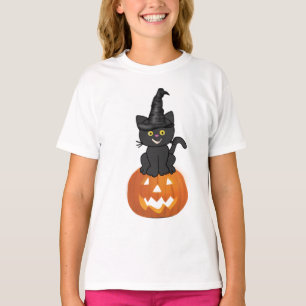 T-shirt chat et citrouille mignons heureux de Halloween