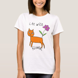 T-shirt Chat et fleur