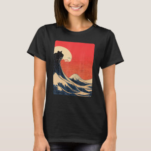 T-shirt Chat Et Grande Vague De Kanagawa Japonais Esthétiq