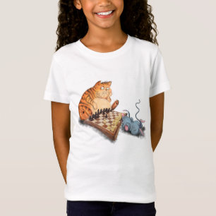 T-Shirt Chat et souris Jouer aux échecs Dessin Drôle T-shi
