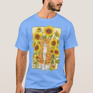 T-shirt Chat et tournesols pour les chats amoureux mignon