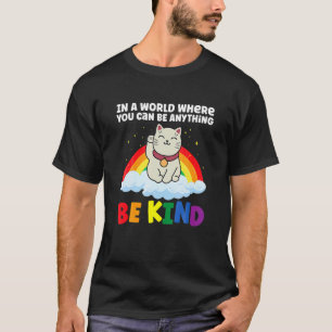 T-shirt Chat Être Gentil Drapeau Arc-en-ciel Fierté Gay Co