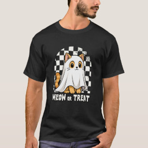 T-shirt Chat fantôme ronronnement ou friandise Halloween d