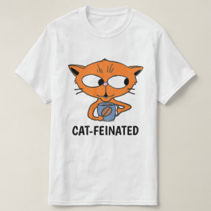 T-shirt Chat-Fébrillé Chat Buvant du Café Humoristique