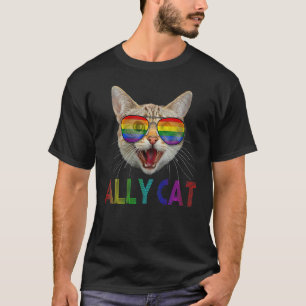 T-shirt Chat féminin allié LGBTQ drapeau arc-en-ciel de la