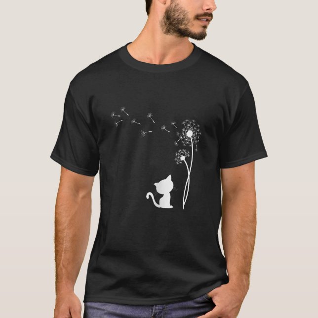T-shirt Chat Femme Avec Dandelion Retro Chat Motif (Devant)