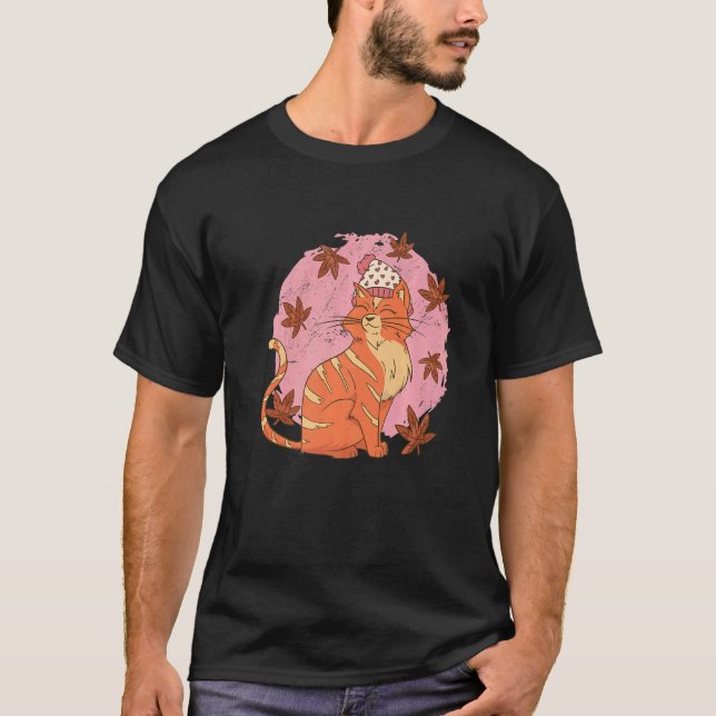 T-shirt Chat feuilles d'automne (Devant)