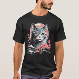 T-shirt Chat Fleur de Cerisier Art Japonais Chatons