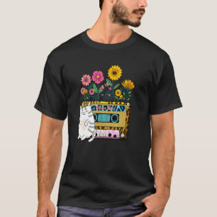 T-shirt Chat Fleur sauvage Retro Soul Cassette Fleurs