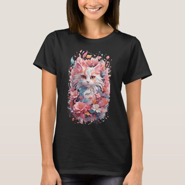 T-shirt Chat floral (Devant)