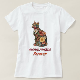 T-Shirt Chat Floral | Dessin de Chat Fleur Mignon