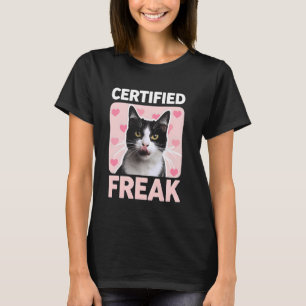 T-shirt Chat Fou Certifié Drôle Chatons Coeurs Roses