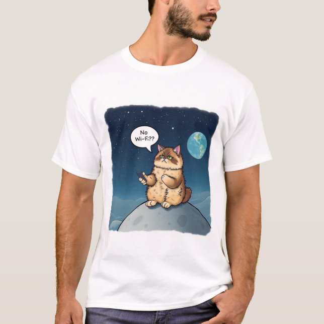 T-shirt Chat Frustré sans Wi-Fi (Devant)