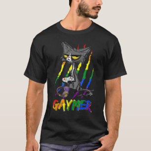 T-shirt Chat Gaymer Mignon LGBT Mois Fierté Jeux Vidéo