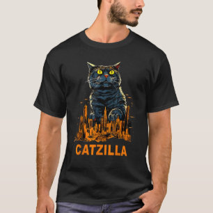 T-shirt Chat Géant Cute Kitten En Ville Catzilla