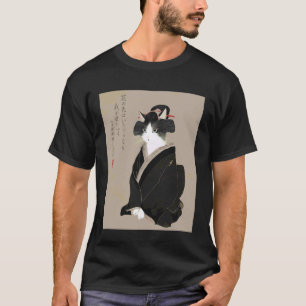 T-shirt Chat Geisha Art Japonais Kanji Ukiyo-e Esthétique 