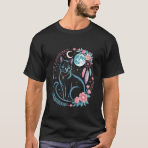 T-shirt chat gothique phases lunaires Attrape-rêves cottag