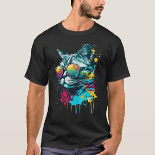 T-shirt Chat graphique coloré Chat